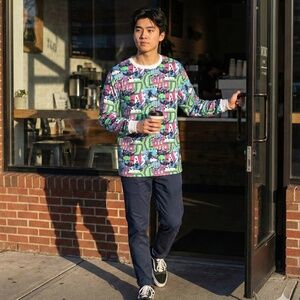 Roadmap Graphic Print Long Sleeve Crew